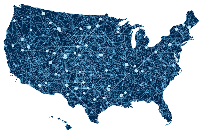 Map of We Pass Out Flyers flyer delivery service areas across 41 states